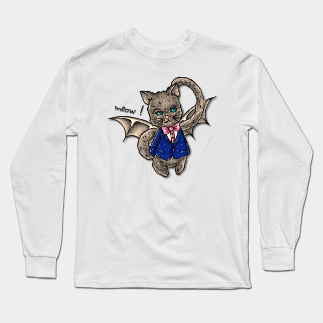 meow ! Long Sleeve T-Shirt by DrawingsInBloom